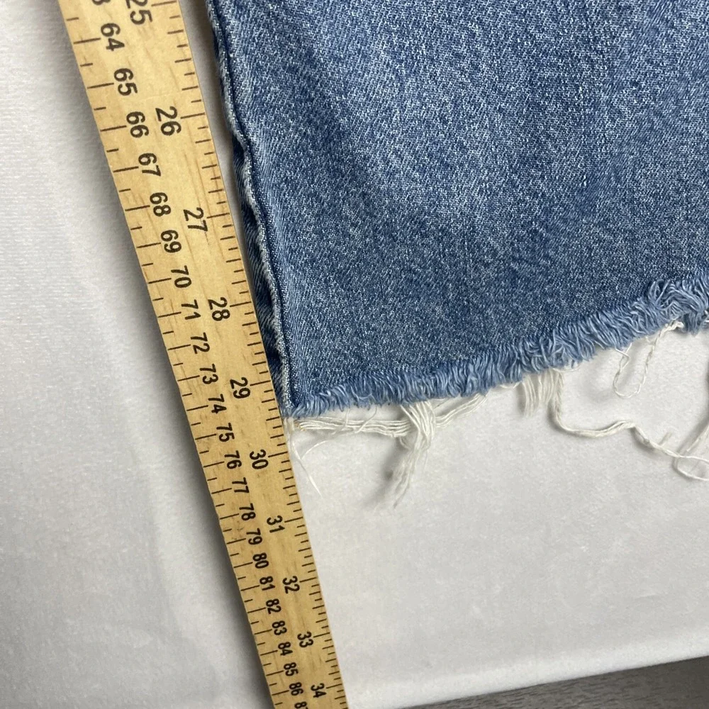 We the Free Free People Jeans Womens Size 24 Izzy Low Rise Flare Blue Raw Hem‎